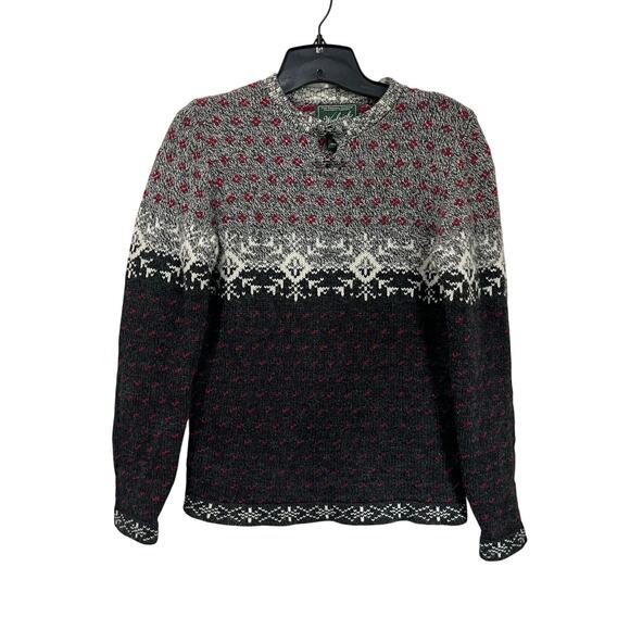 Woolrich Fair Isle Wool Blend Knit Sweater Winter Ski Size S - Picture 1 of 7